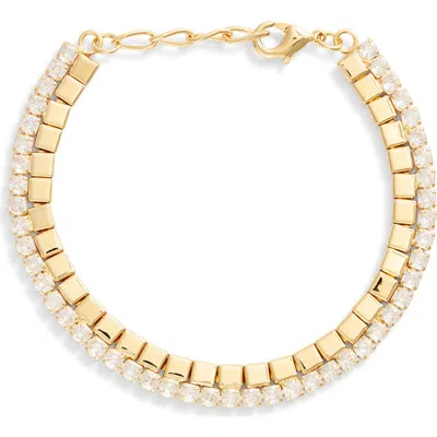 Nordstrom Cubic Zirconia Tile Bracelet In Gold