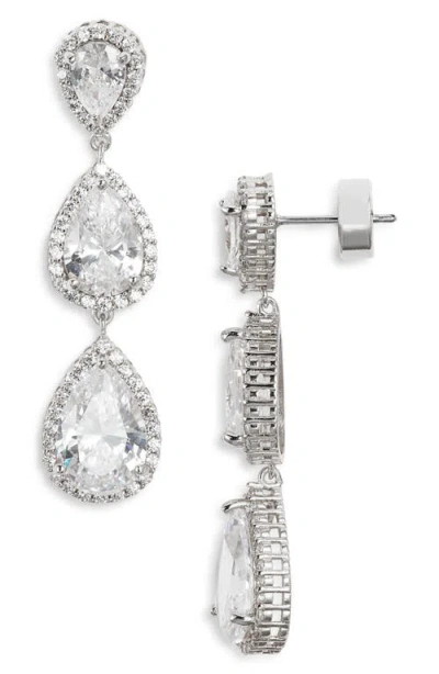 Nordstrom Cubic Zirconia Triple Drop Earrings In Metallic