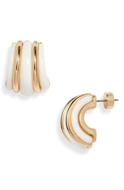 Nordstrom Curved Enamel Hoop Earrings In Gold