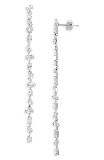 Nordstrom Dainty Mixed Cubic Zirconia Linear Drop Earrings In Silver