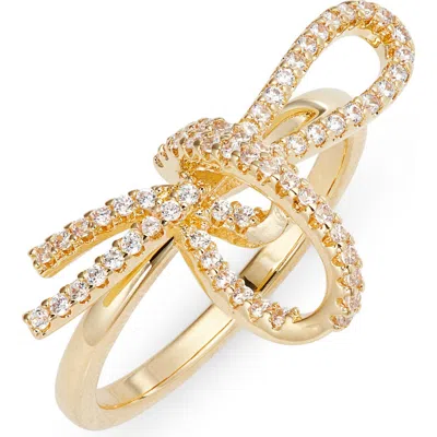 Nordstrom Dainty Pavé Cubic Zirconia Bow Ring In Clear- Gold