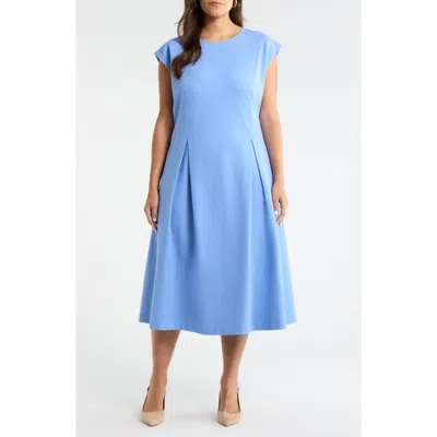 Nordstrom Dart Detail Ponte Midi Dress In Blue
