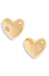 Nordstrom Demi Fine Cubic Zirconia Inset Heart Stud Earrings In 14k Gold Plated