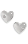 Nordstrom Demi Fine Cubic Zirconia Inset Heart Stud Earrings In Sterling Silver Plated