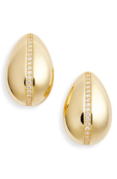 Nordstrom Demi Fine Cubic Zirconia Pavé Teardrop Hoop Earrings In 14k Gold Plated