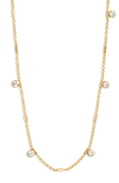 Nordstrom Demi Fine Cubic Zirconia Station Necklace In 14k Gold Plated