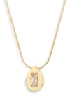 Nordstrom Demi Fine Cubic Zirconia Teardrop Pendant Necklace In 14k Gold Plated