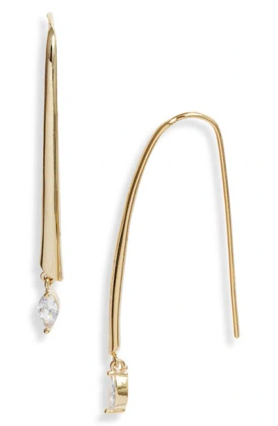 Nordstrom Demi Fine Cubic Zirconia Threader Earrings In 14k Gold Plated