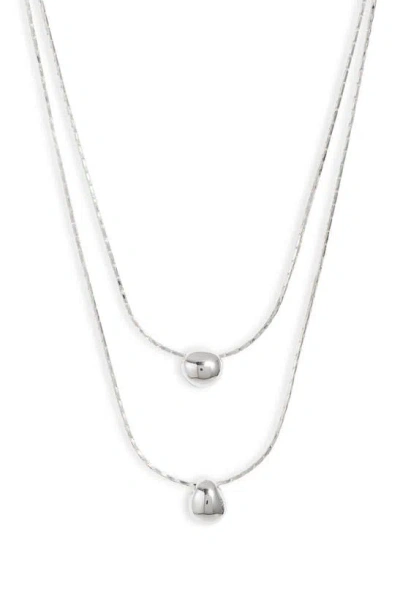 Nordstrom Demi Fine Double Droplet Layered Necklace In Sterling Silver Plated