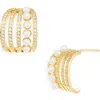 Nordstrom Demi Fine Faux Pearl & Pavé Earrings In Gold
