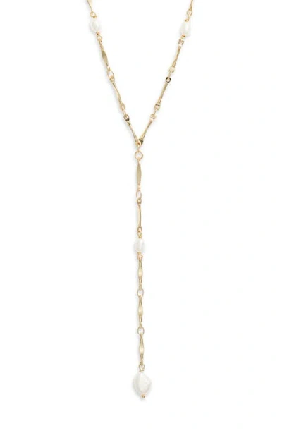 Nordstrom Demi Fine Freshwater Pearl Accent Y-necklace In Gold