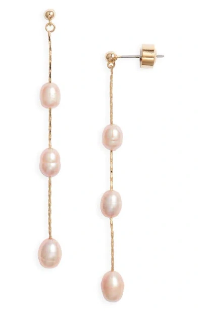Nordstrom Demi Fine Freshwater Pearl Linear Drop Earrings In Pink