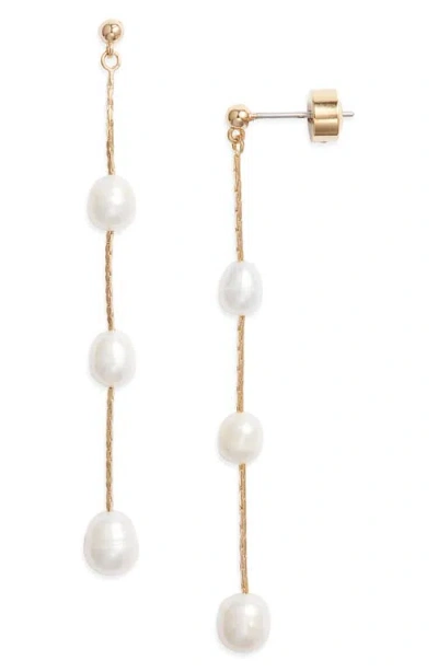 Nordstrom Demi Fine Freshwater Pearl Linear Drop Earrings In Gold