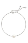 Nordstrom Demi Fine Freshwater Pearl Slider Bracelet In Sterling Silver Plated