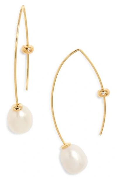 Nordstrom Demi Fine Freshwater Pearl Threader Earrings In Gold