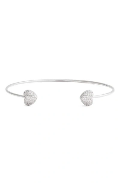Nordstrom Demi Fine Heart Accent Cuff Bracelet In Sterling Silver Plated