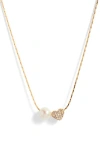 Nordstrom Demi Fine Heart & Freshwater Pearl Duo Pendant Necklace In 14k Gold Plated