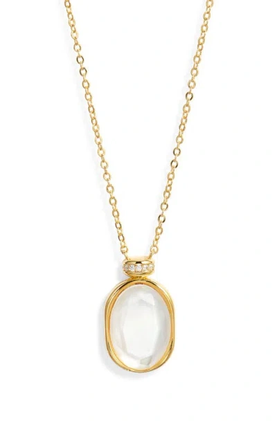 Nordstrom Demi Fine Oval Mother-of-pearl Pendant Necklace In Multi