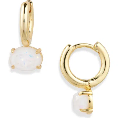Nordstrom Demi Fine Oval Stone Huggie Hoop Earrings In Gold