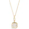 Nordstrom Demi Fine Radiant Cubic Zirconia Pendant Necklace In 14k Gold Plated