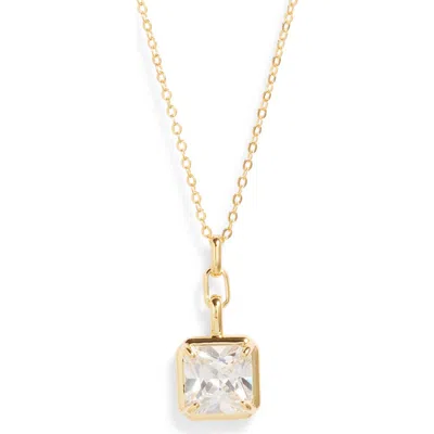 Nordstrom Demi Fine Radiant Cubic Zirconia Pendant Necklace In 14k Gold Plated