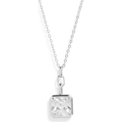 Nordstrom Demi Fine Radiant Cubic Zirconia Pendant Necklace In Sterling Silver Plated