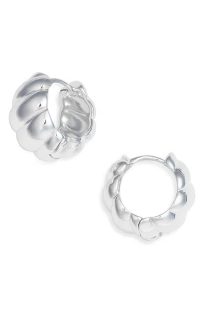 Nordstrom Demi Fine Ridged Wide Huggie Hoop Earrings In Sterling Silver Plated