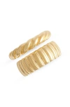 Nordstrom Demi Fine Set Of 2 Ridged Rings In 14k Gold Plated