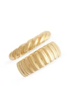 Nordstrom Demi Fine Set Of 2 Ridged Rings In Gold