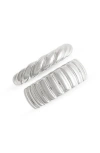 Nordstrom Demi Fine Set Of 2 Ridged Rings In Silver
