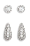 Nordstrom Demi Fine Set Of 2 Stud Earrings In Sterling Silver Plated