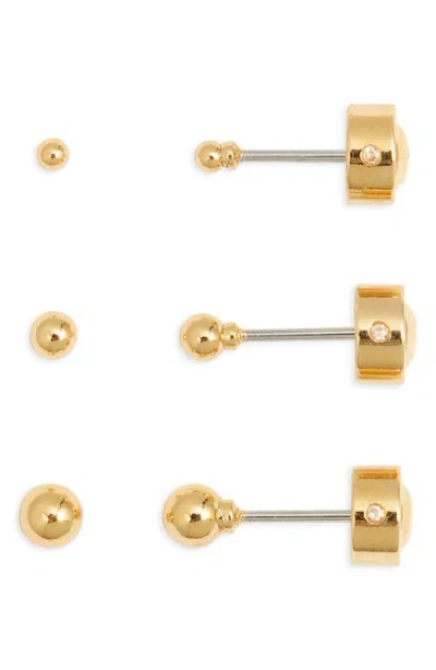Nordstrom Demi Fine Set Of 3 Ball Stud Earrings In Gold