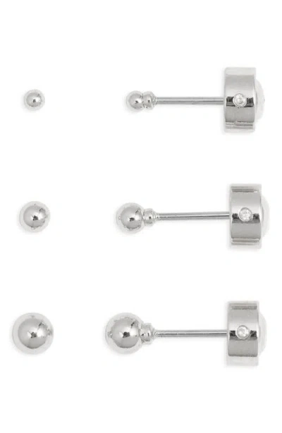 Nordstrom Demi Fine Set Of 3 Ball Stud Earrings In Metallic