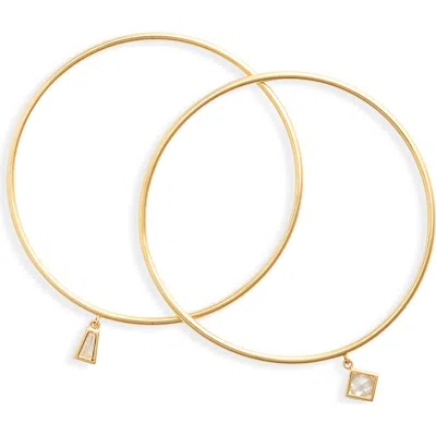 Nordstrom Demi Fine Set Of 3 Charm Bangle Bracelets In 14k Gold Plated