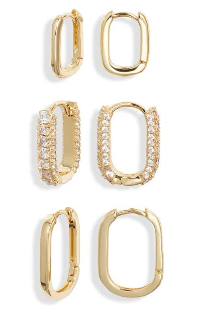 Nordstrom Demi Fine Set Of 3 Oval Hoop Earrings In Gold