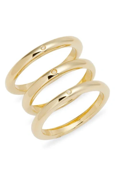 Nordstrom Demi Fine Set Of 3 Skinny Band Rings In 14k Gold Plated