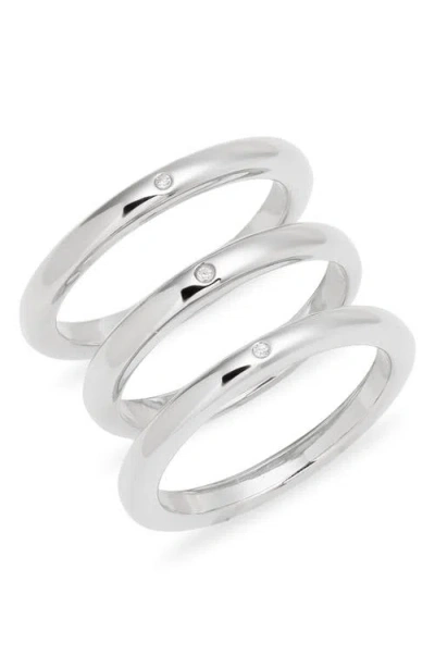 Nordstrom Demi Fine Set Of 3 Skinny Band Rings In Sterling Silver Plated