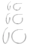 Nordstrom Demi Fine Set Of 3 Skinny Hoop Earrings In Sterling Silver Plated