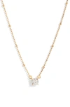 Nordstrom Demi Fine Solitaire Cubic Zirconia Necklace In 14k Gold Plated