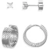 Nordstrom Demifine Herringbone Hoop & Cubic Zirconia Stud Set In Metallic