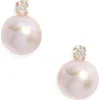 Nordstrom Diamond & Freshwater Pearl Stud Earrings In Pink