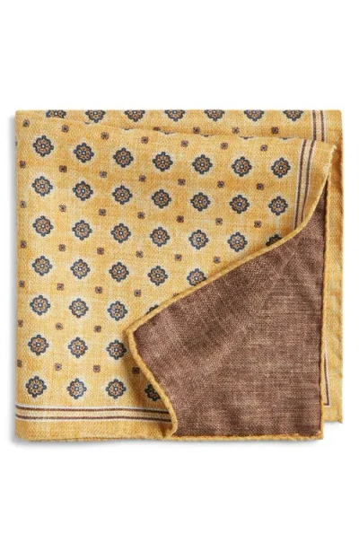 Nordstrom Diamond Medallion Silk Pocket Square In Brown