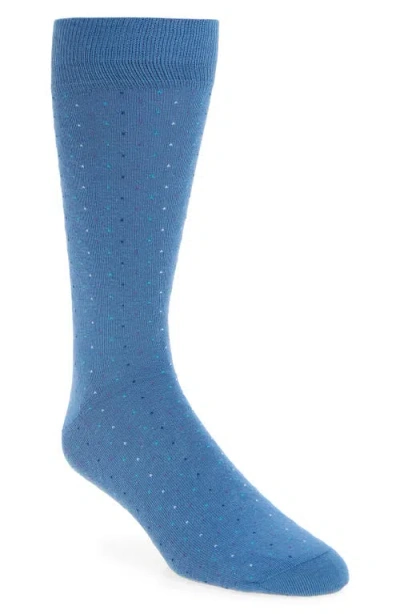 Nordstrom Dot Cotton Blend Dress Socks In Blue