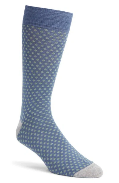 Nordstrom Dot Pattern Combed Cotton Blend Dress Socks In Blue