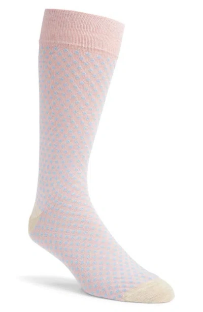 Nordstrom Dot Pattern Combed Cotton Blend Dress Socks In Pink