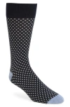 Nordstrom Dot Pattern Combed Cotton Blend Dress Socks In Navy- Grey