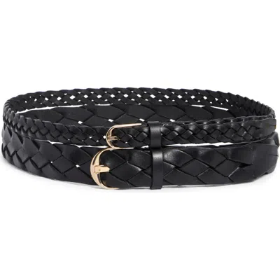 Nordstrom Double Braid Leather Belt In Black