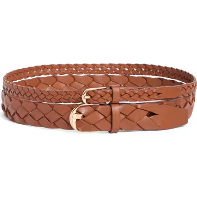 Nordstrom Double Braid Leather Belt In Brown