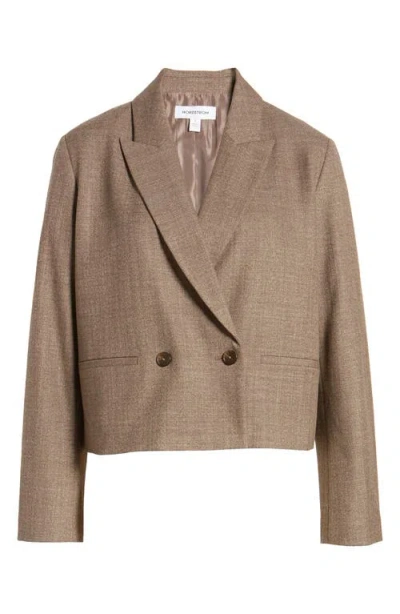 Nordstrom Double Breasted Crop Blazer In Brown Melange