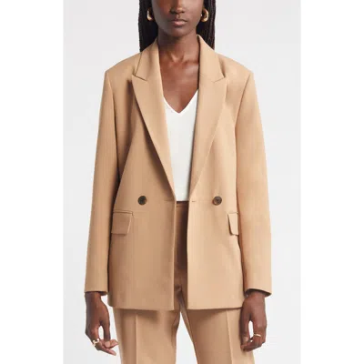 Nordstrom Double Breasted Peak Lapel Blazer In Camel